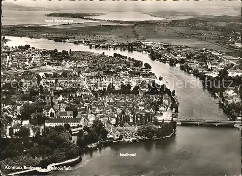 Konstanz Bodensee Rheinausfluss Inselhotel Fliegeraufnahme Kat. Konstanz