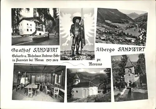 Passeier Passeyer Gasthof Sandwirt Andreas Hofer Panorama Gaststube Kirche Kat. Suedtirol