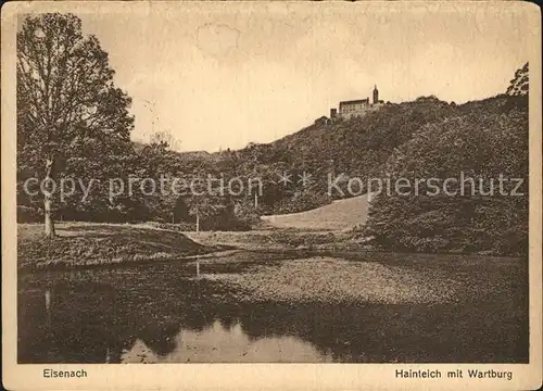 Eisenach Thueringen Hainteich mit Wartburg Kat. Eisenach