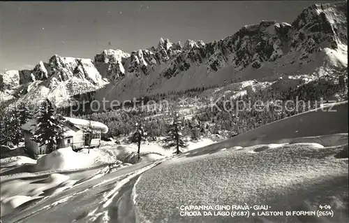 Giau Capanna Gino Rava Croda da Lago e Lastoni di Formin Dolomiti Winterpanorama Dolomiten