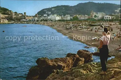 Tossa de Mar La Mar Gran desde las rocas de la Bauma Blick von den Felsen Strand Kat. Costa Brava