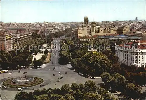 Madrid Spain Panoramica de la Plaza de Canovas del Castillo y Salon del Prado Kat. Madrid