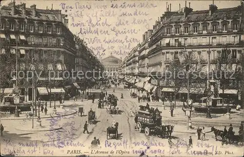 Paris Avenue de l Opera Pferdebus Kat. Paris