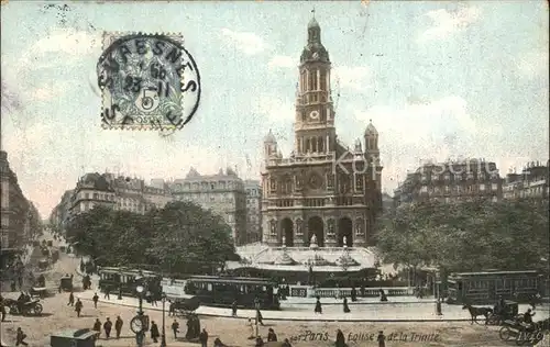 Paris Eglise de la Trinite Stempel auf AK Kat. Paris