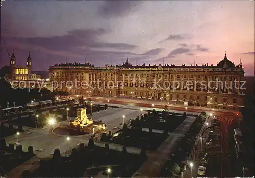 Madrid Spain Plaza de Oriente y Palacio Real nocturno Kat. Madrid