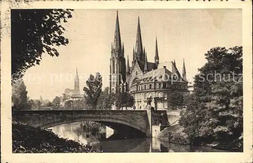 Strasbourg Alsace Eglise Saint Paul et Cathedrale Pont Kat. Strasbourg