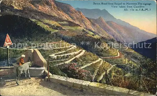 Castillon Alpes Maritimes Route de Sospel a Menton Les Lacets Serpentinen Alpen Kat. Castillon