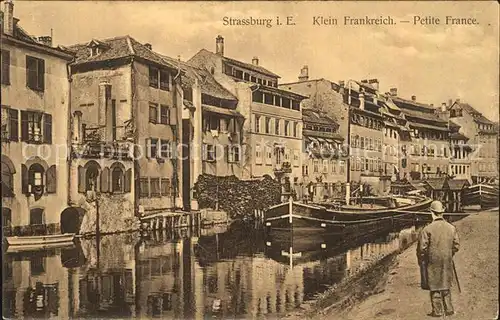 Strassburg Elsass Klein Frankreich Petite France Kanal Frachtkahn Kat. Strasbourg
