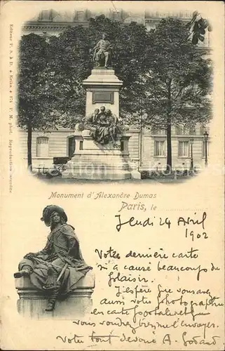 Paris Monument d Alexandre Dumas Statue Kat. Paris