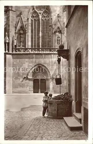 Vieux Colmar Vieux Puits avec Cathedrale Kat. Colmar Haut Rhin