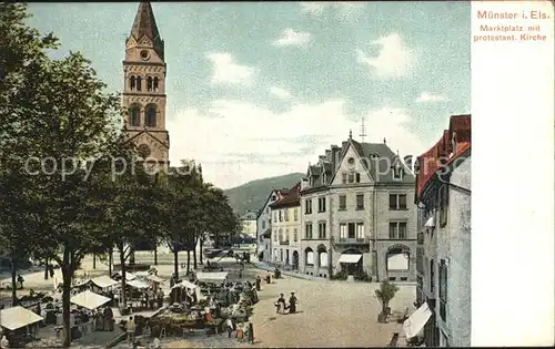 Muenster Elsass Marktplatz mit protestantischer Kirche