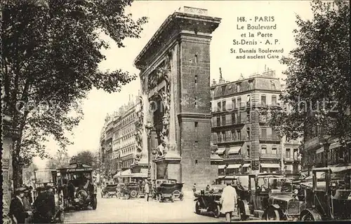 Paris Boulevard et la Porte St Denis Automobiles Kat. Paris