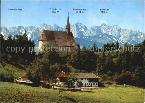 Schleching Streichenkapelle mit Kaisergebirge Kat. Schleching