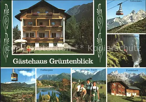 Oberstdorf Gasthaus Gruentenblick Fellnhornbahn Breitachklamm Tracht Einoedsbach Nebelhornbahn Kat. Oberstdorf