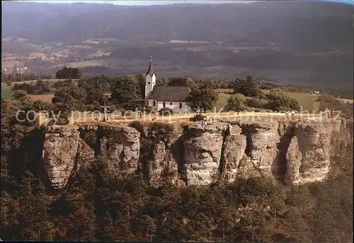 Staffelberg Felsenkrone mit Kapelle Fliegeraufnahme Kat. Bad Staffelstein