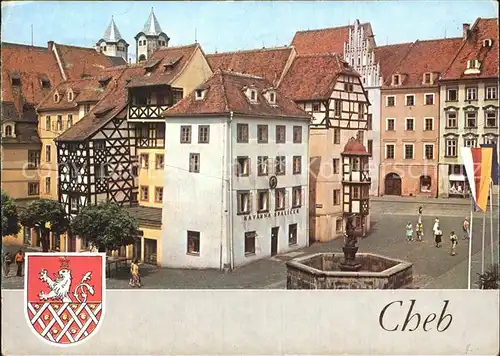 Cheb Altstadtpartie mit Brunnen Kat. Cheb