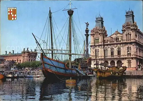 Barcelona Cataluna Hafenpartie Altes Segelschiff Kat. Barcelona