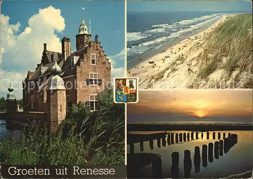 Renesse Strand Abendstimmung Schloss Kat. Renesse