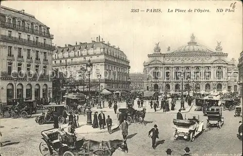 Paris La Place de l Opera Automobile Pferdekutschen Kat. Paris