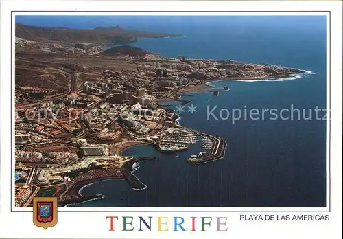 Playa de las Americas Fliegeraufnahme mit Hafen Kat. Arona Tenerife Islas Canarias