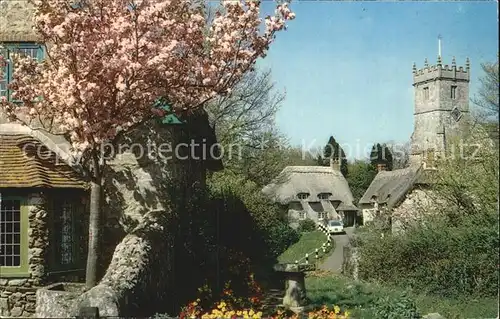 Godshill Thatched cottages and church  Kat. Isle of Wight