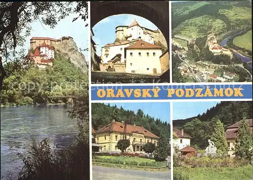 Oravsky Podzamok Hrad Orava Hradne nadvorie Letecky pohlad Hotel Odboj Kat. Slowakische Republik