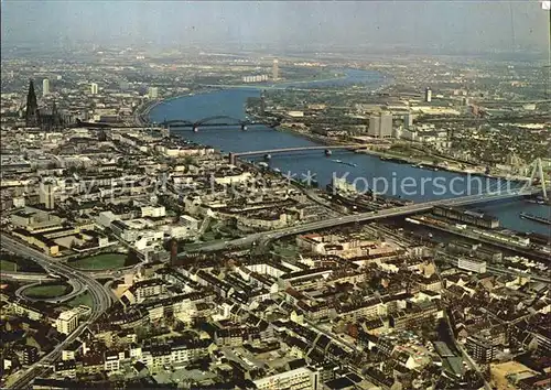 Koeln Rhein Fliegeraufnahme Dom Severinsbruecke Deutzer Bruecke Hohenzollernbruecke Kat. Koeln