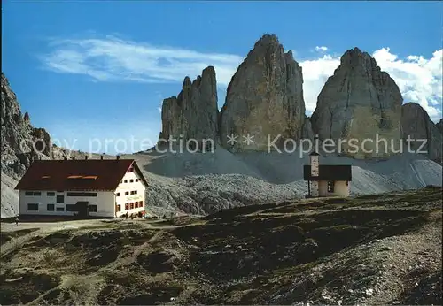 Dreizinnenhuette Tre Cime di Lavaredo Rifugio Locatelli Dolomiti Berghaus Dolomiten Kat. Sexten Sesto Suedtirol