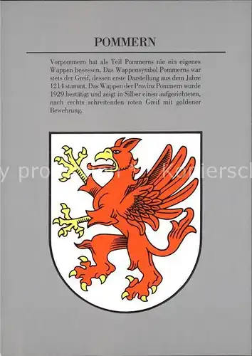 Pommern Mosel Wappen Kat. Pommern