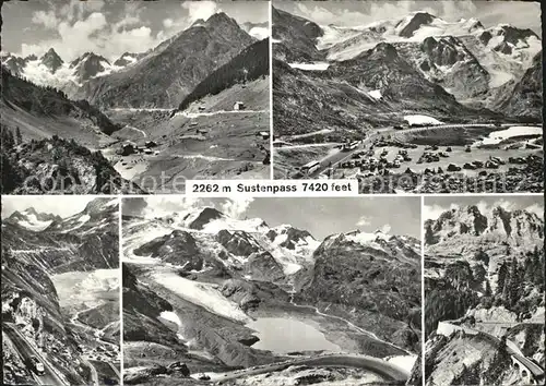 Sustenpasshoehe mit Steingletscher und Sustenpass Strasse Kat. Susten