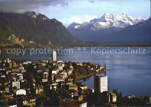 Montreux VD Lac Leman et les Dents du Midi Kat. Montreux