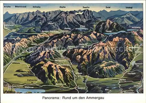 Ammergau Panoramakarte Kat. 