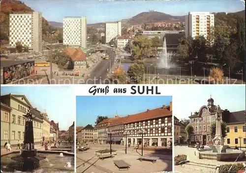 Suhl Thueringer Wald Steinweg Rathaus mit Waffenschmied Denkmal Kat. Suhl