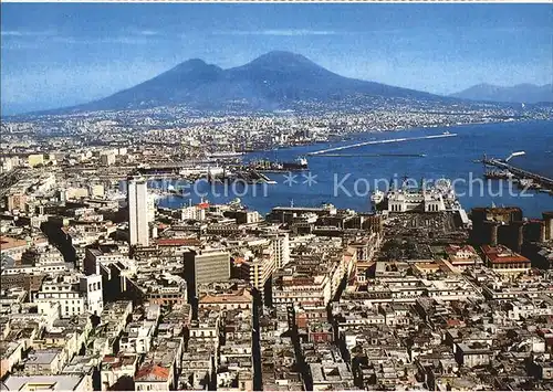 Napoli Neapel Fliegeraufnahme mit Hafen  Kat. Napoli