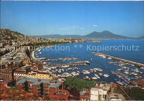 Napoli Neapel Fliegeraufnahme mit Hafen Kat. Napoli