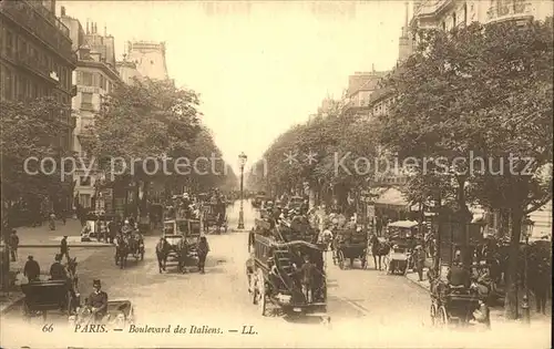 Paris Boulevard des Italiens Traffic Pferdebus Kutschen Kat. Paris