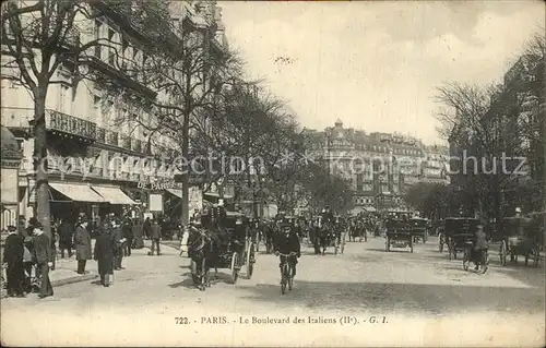 Paris Boulevard des Italiens Traffic Pferdedroschken Kat. Paris