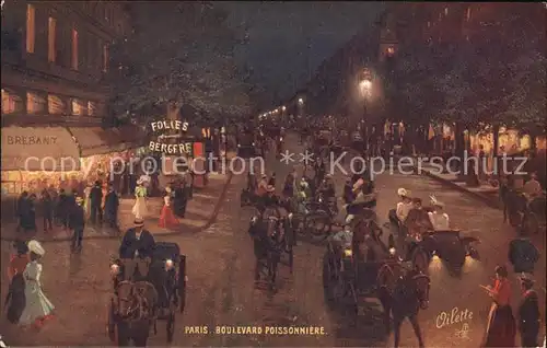 Paris Boulevard Poissonniere la nuit Carte Postale Tuck Oilette Serie 950 No 57 Collection Villes de France Kat. Paris
