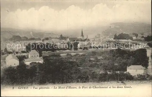 Givet Ardennes Vue generale Mont d Haurs Fort de Charlemont et les deux Givet Kat. Givet