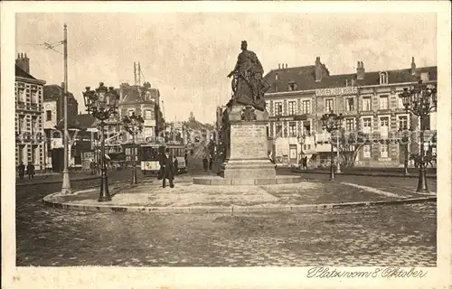 Saint Quentin l Aisne Platz vom 8. Oktober Denkmal Statue Kupfertiefdruckkarte Nr 7 Kat. Saint Quentin