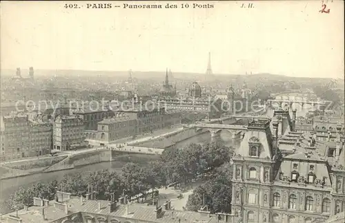 Paris Panorama des 10 Ponts sur la Seine Kat. Paris