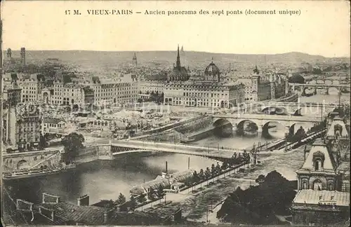 Vieux Paris Ancien panorama des sept ponts document unique
