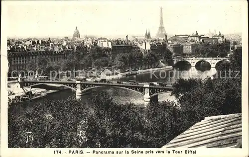 Paris Panorama sur la Seine Pont pris vers la Tour Eiffel Kat. Paris