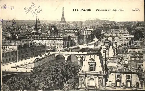Paris Panorama des sept Ponts au fond La Tour Eiffel Kat. Paris