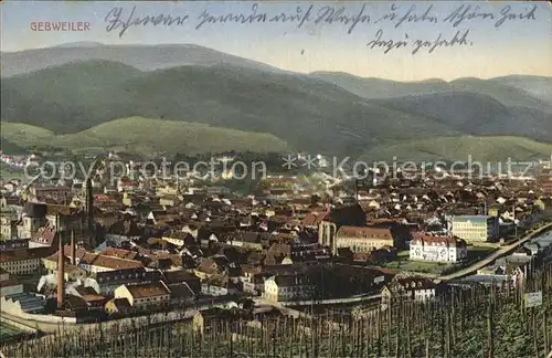 Gebweiler Elsass Panorama mit Blick zu den Vogesen