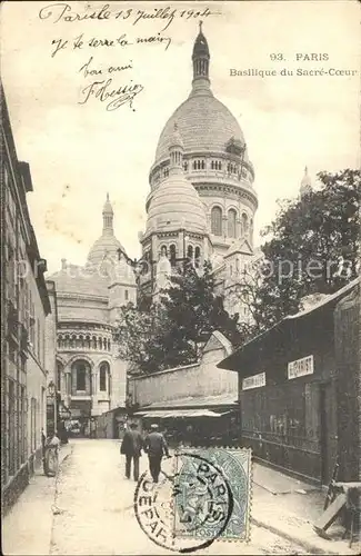 Montmartre Paris Basilique du Sacre Coeur Basilika Stempel auf AK Kat. Paris