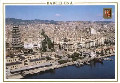 Barcelona Cataluna Teilansicht mit Hafen Kat. Barcelona