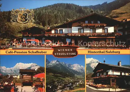 Hinterthal Cafe Pension Schafhuber Wiener Strudlstube Terrasse Panorama Kat. Hintertal Maria Alm Steinernen Meer