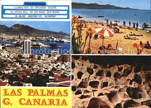 Las Palmas Gran Canaria Panorama Strandpartie Hoehlen Kat. Las Palmas Gran Canaria