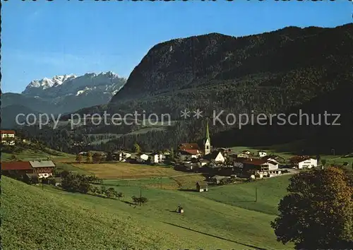 Hinterthiersee Sommerfrische Panorama gegen Wilden Kaiser Kat. Thiersee Tirol